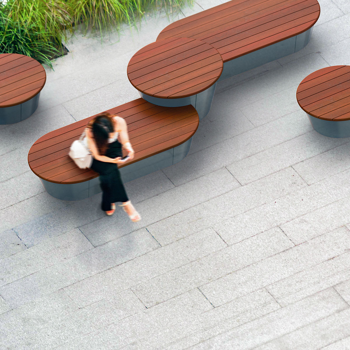 Connect Oblong Interlock Medium Low Bench Commercial Public